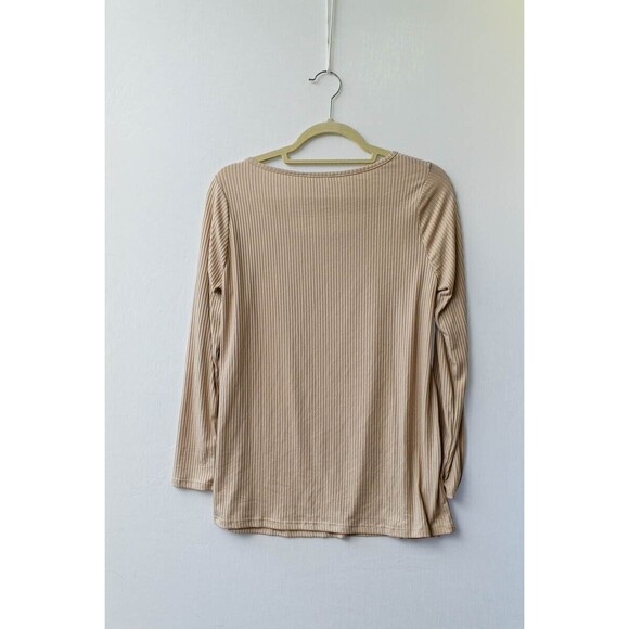 Christie Los Angeles beige key hole front womens top L - Picture 3 of 7